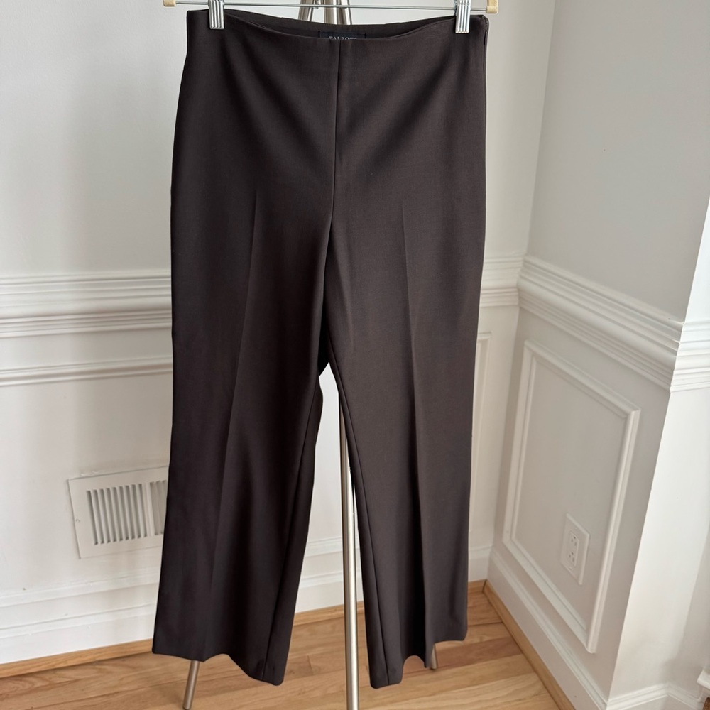 Talbots Dark Brown High Rise Wide Leg Trousers Office Pants Size 8P